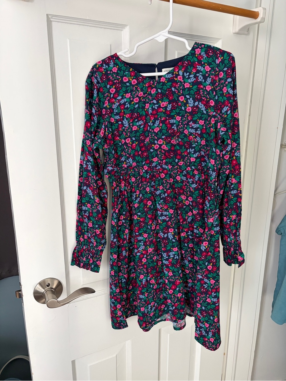 Crewcuts Girls' Floral Long-Sleeve Dress - Navy, Pink & Green